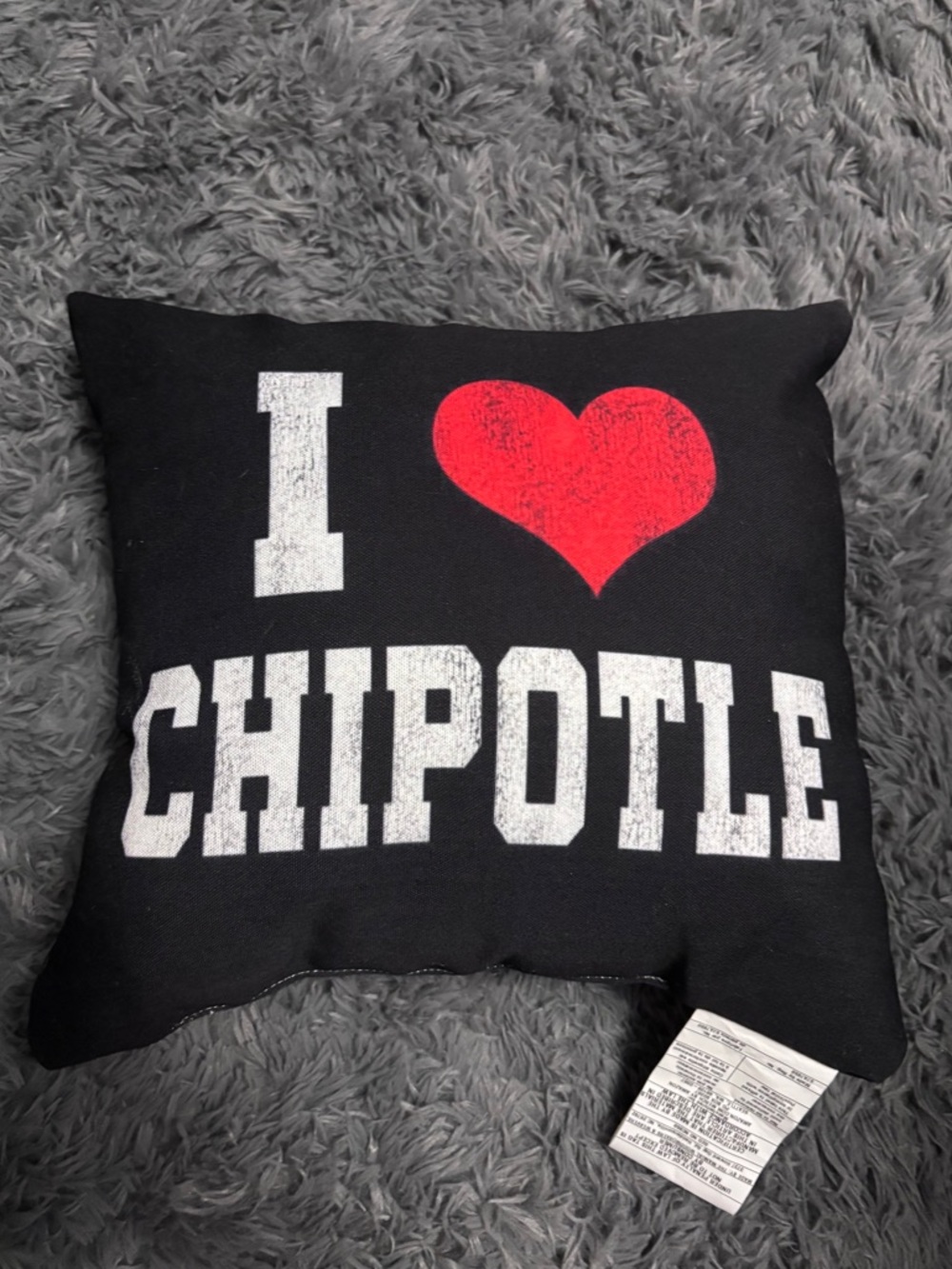 I ♥ Chipotle Black Logo Pillow NWOT 15x14”